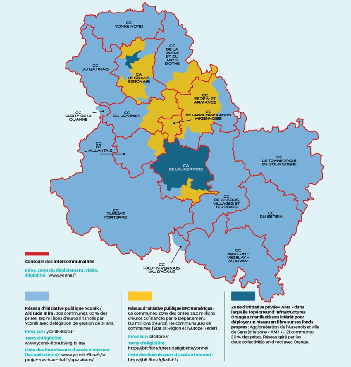 carte du déploiement de la fibre dans l'Yonne : qui dois-je contacter ?