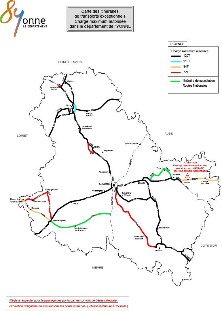 la carte des itinéraires de transports exceptionnels