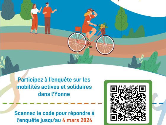 enquête mobilités actives et solidaires dans l'Yonne, du 2 février au 4 mars 2024