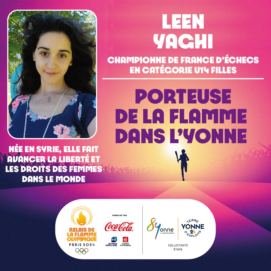 Leen Yaghi, porteuse de la Flamme Olympique dans l'Yonne
