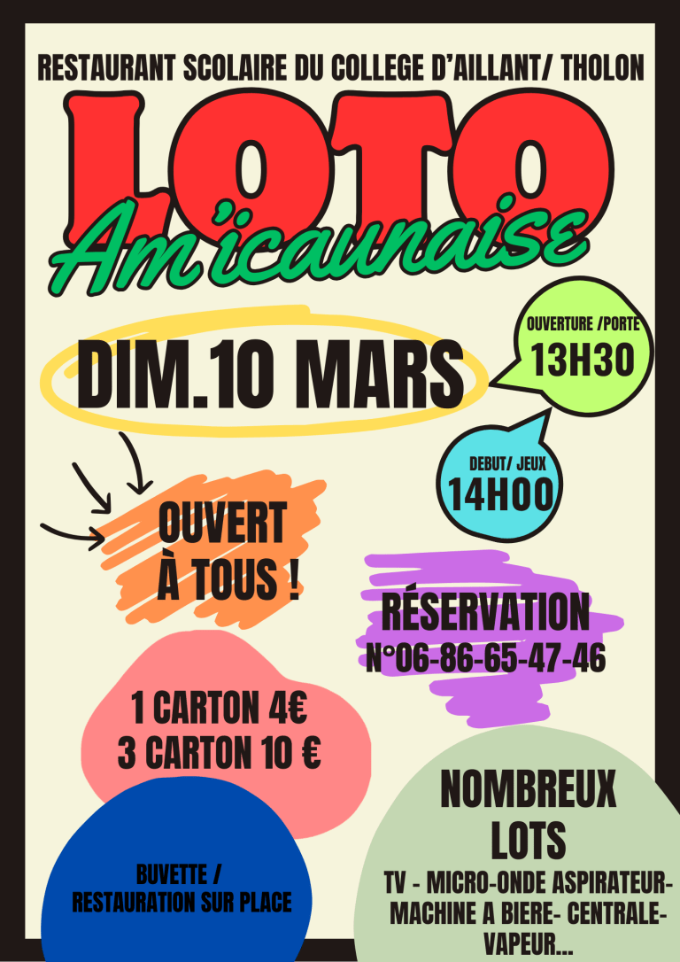 affiche du Loto de l'Am'Icaunaise, 10 mars 2024